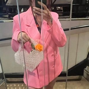 Pink skirt jacket set